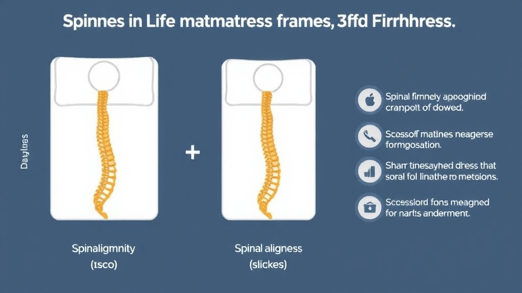 다양한 경도의 매트리스 위에서 척추 정렬 상태를 비교하는 모식도